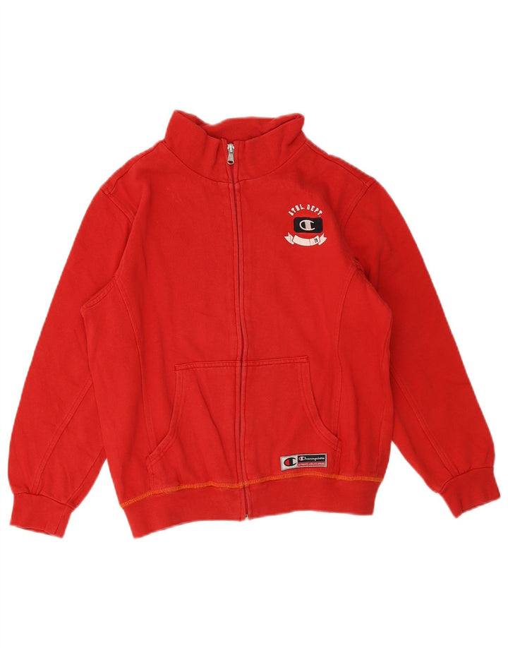 CHAMPION Jungen-Trainingsanzug, Oberjacke, 9–10 Jahre, mittelrote Baumwolle