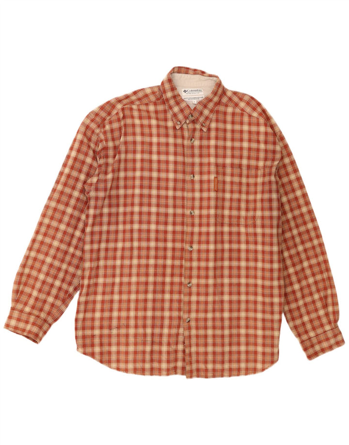 Columbia Herren-Flanellhemd XL, orangefarbene Karo-Baumwolle