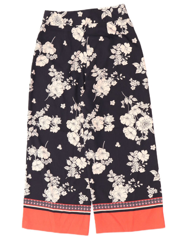 Oasis Damen-Hose mit weitem Bein, kurz geschnitten, UK 8, Größe S, W28, L23, Marineblau mit Blumenmuster