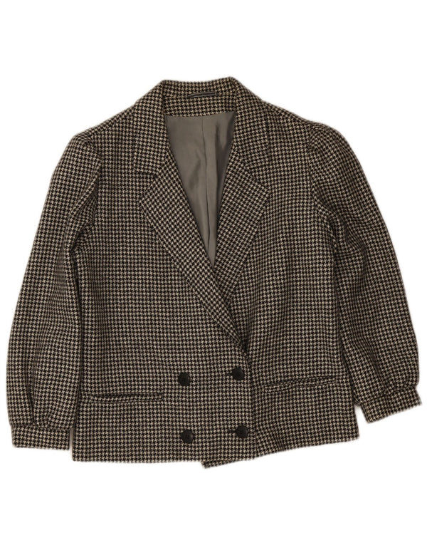 Vintage Damen Zweireiher Blazer Jacke IT 46 Großer schwarzer Hahnentritt