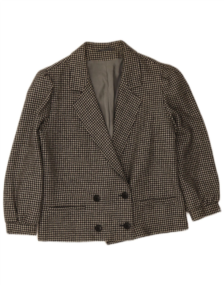 Vintage Damen Zweireiher Blazer Jacke IT 46 Großer schwarzer Hahnentritt