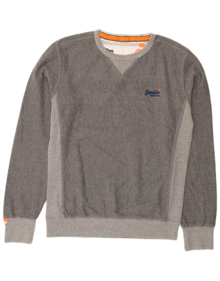 Superdry Herren-Sweatshirt-Pullover aus mittelgrauem Colourblock-Polyester