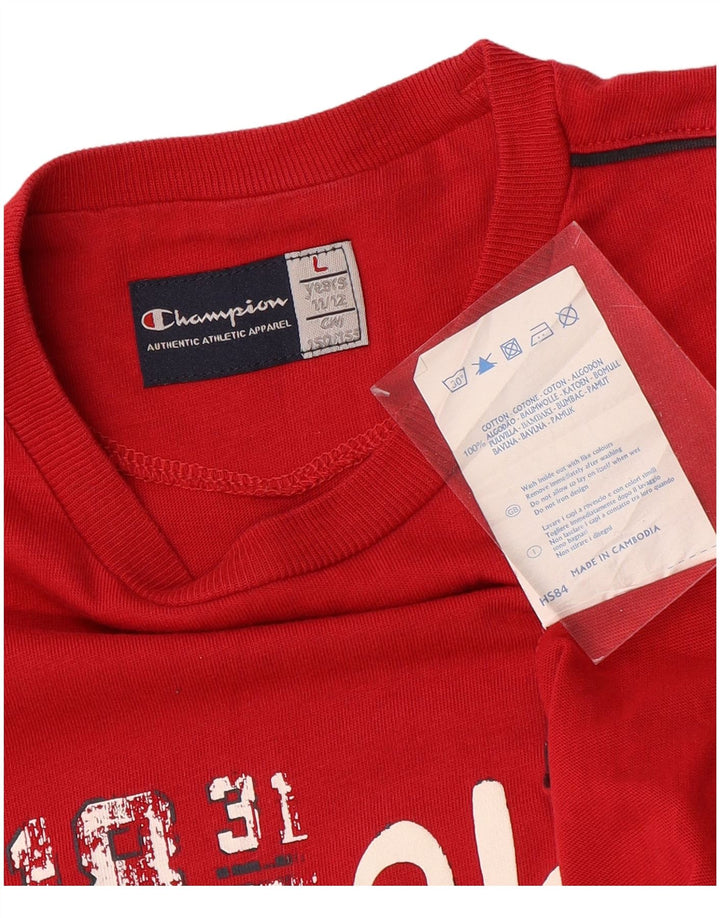 CHAMPION Jungen-Top mit Grafik, 11–12 Jahre, Größe L, Rot, Colourblock-Baumwolle