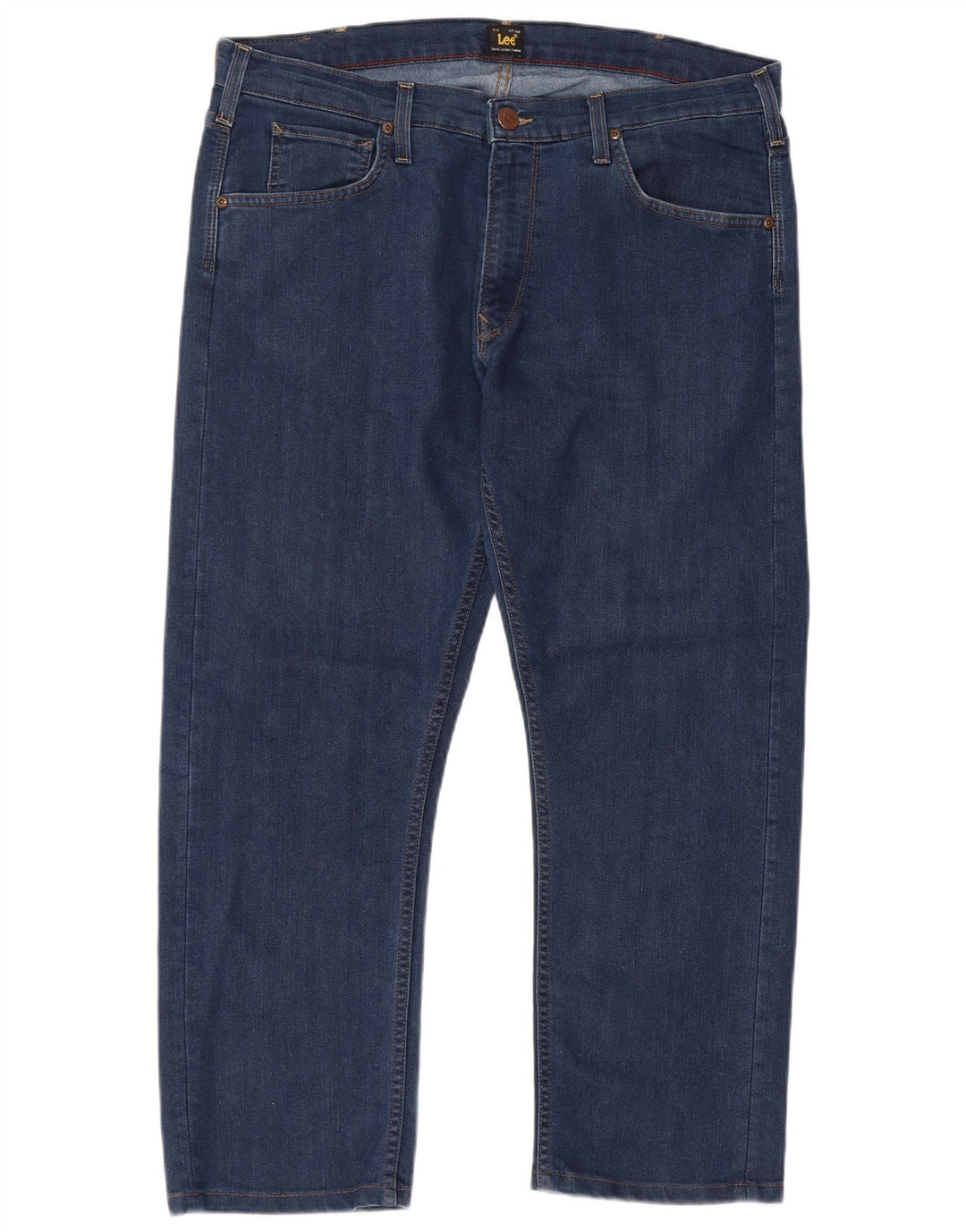 Lee Damen Daren Zip Fly Straight Cropped Jeans W36 L26 Blaue Baumwolle