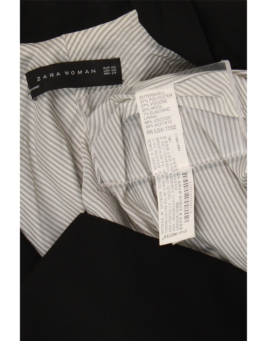 Zara Damen 1-Knopf-Blazerjacke UK 6 XS Schwarz Polyester