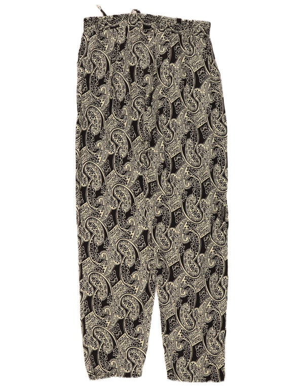 Vintage Damen High Waist Loose Fit Hose XL W36 L29 Beige Paisley