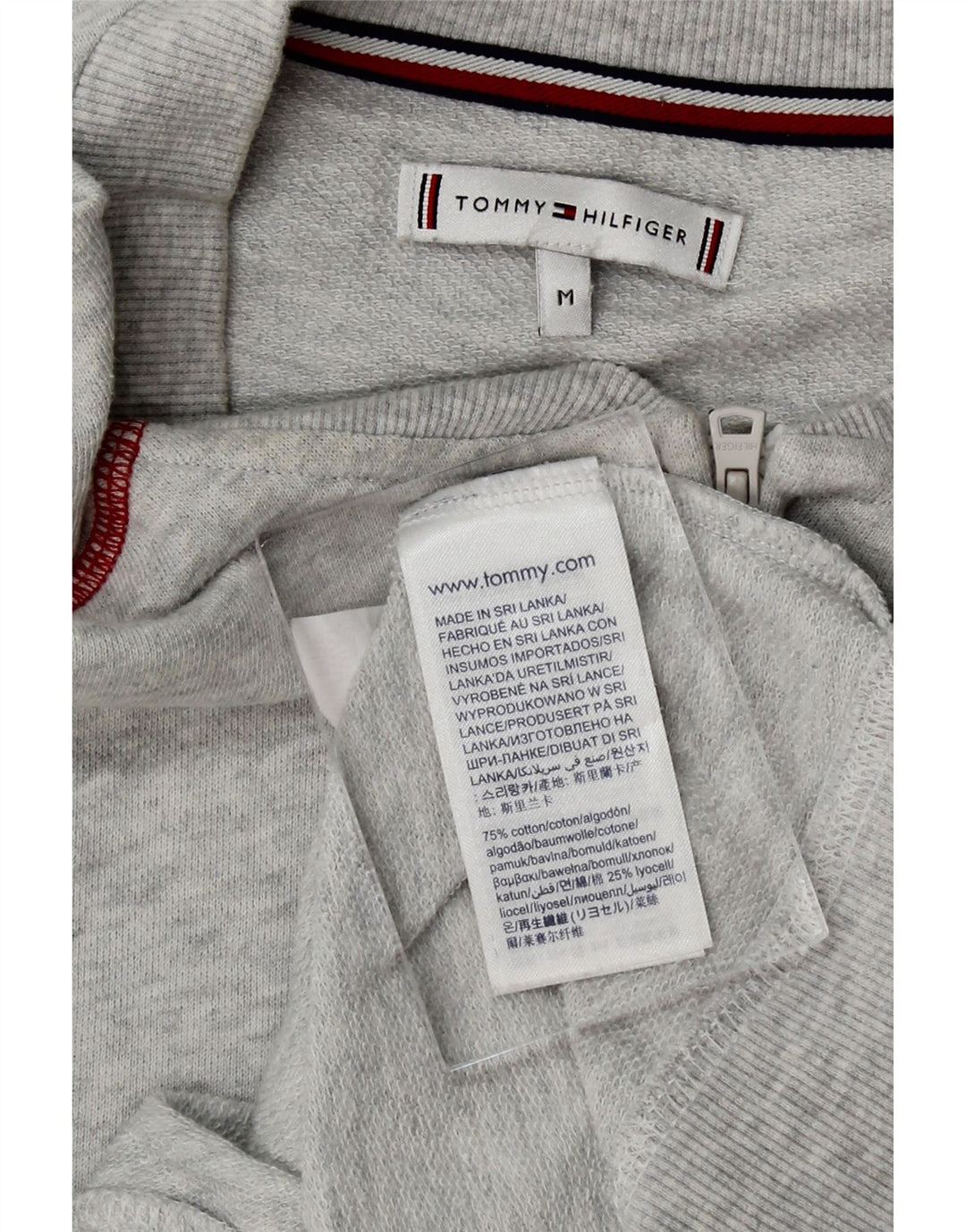 TOMMY HILFIGER Womens Graphic Tracksuit Top Jacket UK 14 Medium Grey Vintage Tommy Hilfiger and Second-Hand Tommy Hilfiger from Messina Hembry 