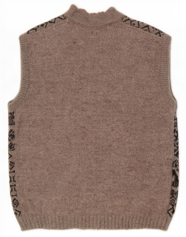 Vintage Damen Ärmelloser Cardigan Pullover UK 18 XL Grau Fair Isle