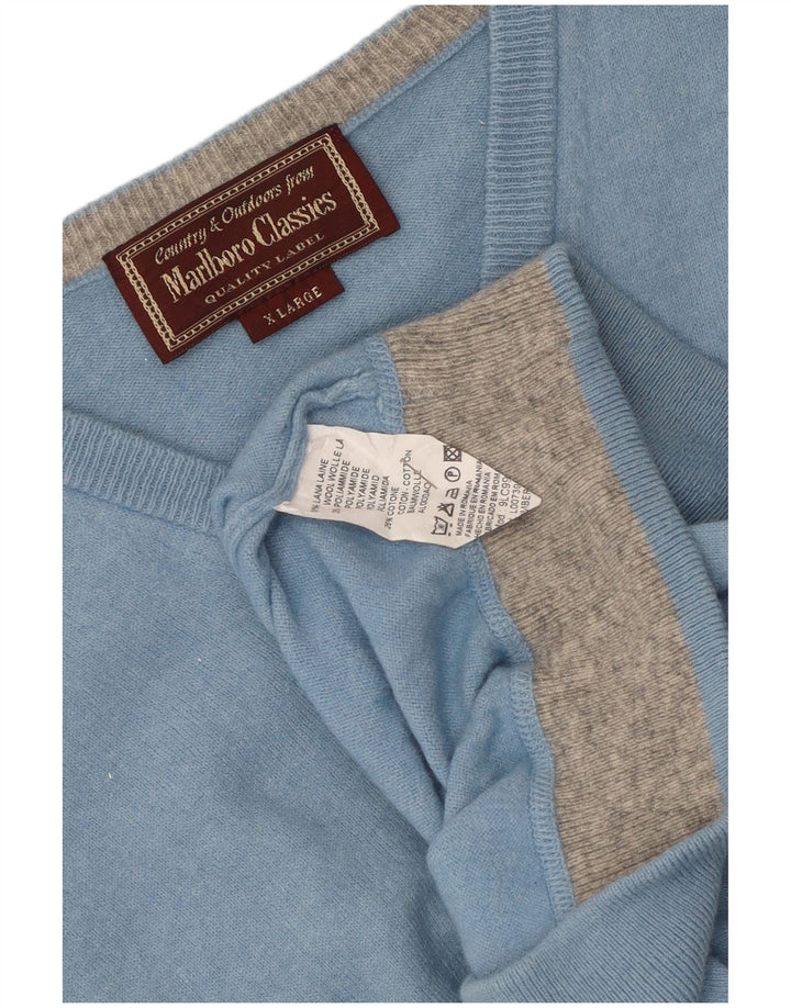 Marlboro Classics Damen-Pullover mit V-Ausschnitt, UK 18, XL, blaue Wolle