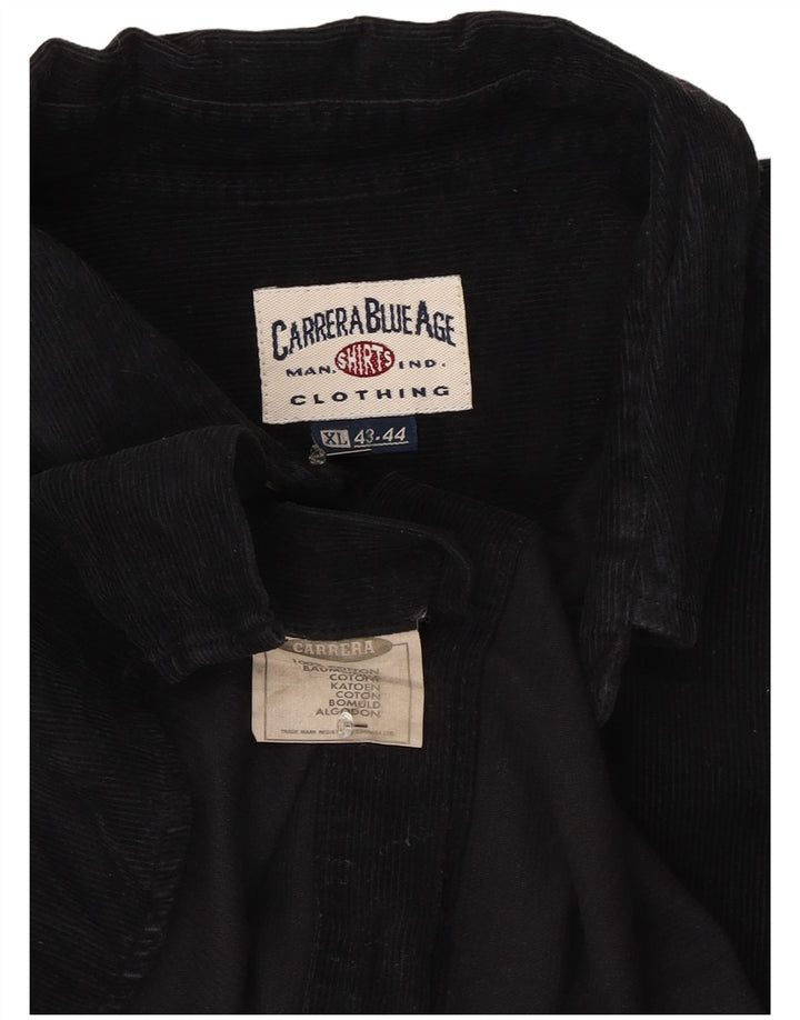 Carrera Herren-Cordhemd XL aus marineblauer Baumwolle