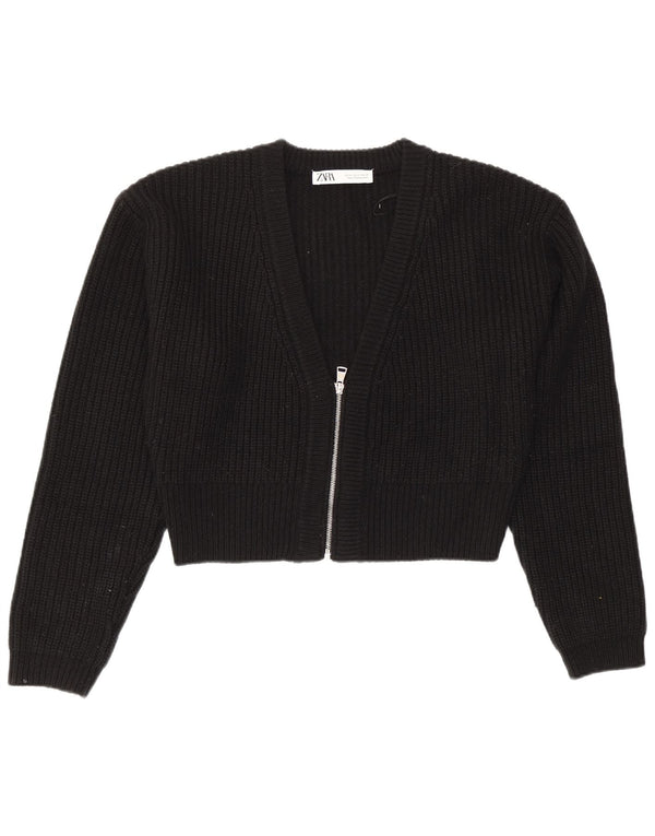 Zara Damen Bolero Cardigan Pullover UK 14 Medium Schwarz Acryl