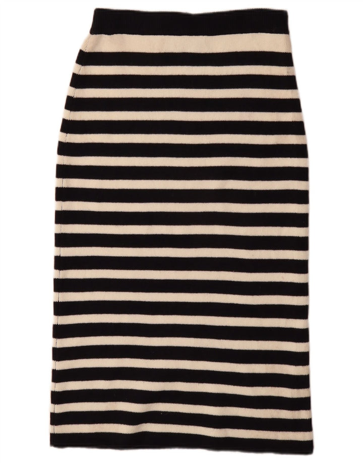 Zara Damen-Strick-Bleistiftrock, mittelgroß, W30, schwarz gestreift, Polyester