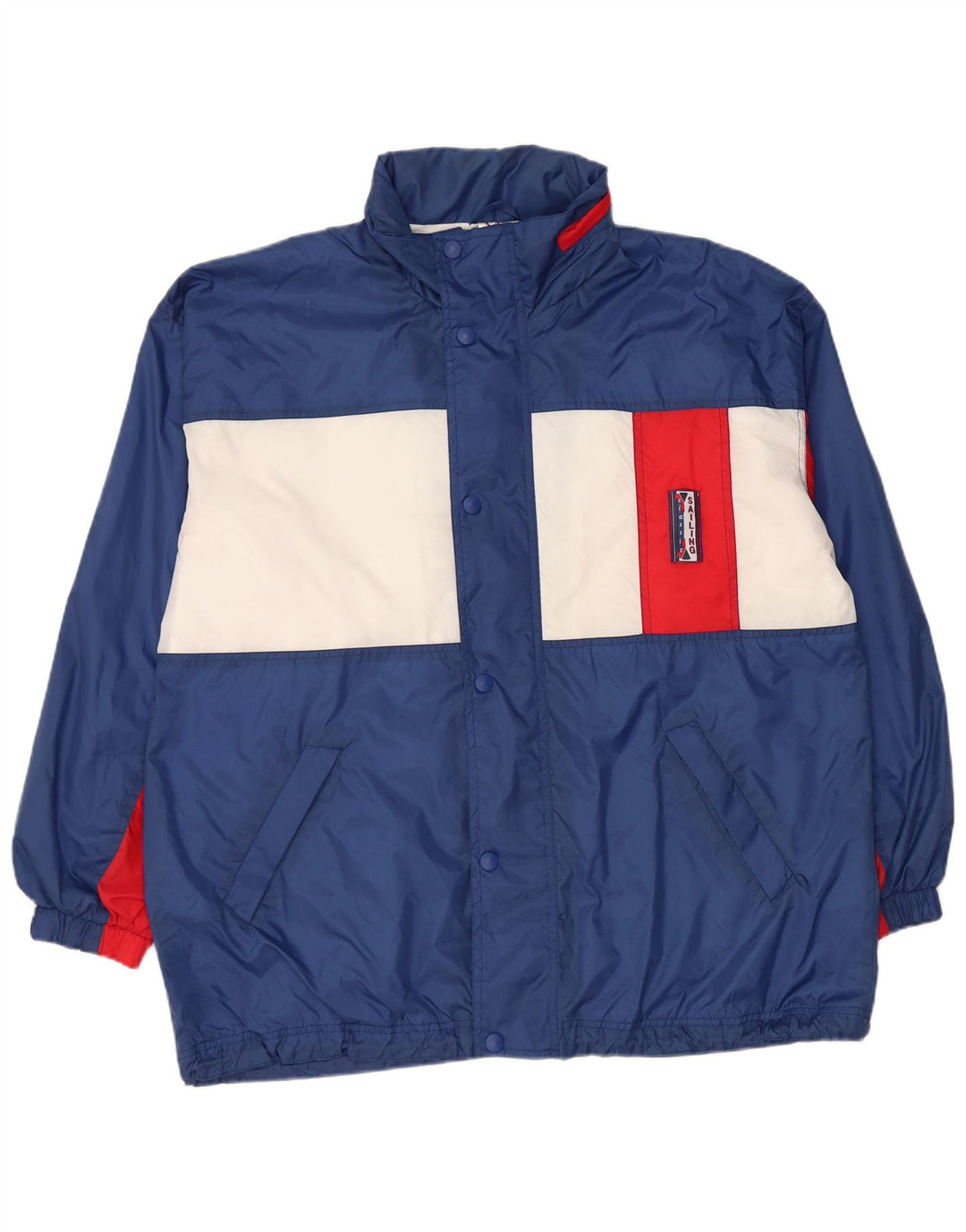 MARCEL CLAIR Herren-Regenjacke mit Kapuze, UK 40, Größe L, Blau, Farbblock
