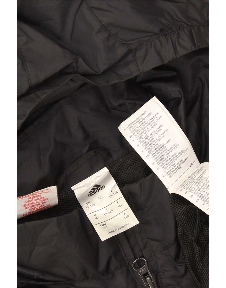 Adidas Jungen Regenjacke mit Kapuze, 13–14 Jahre, schwarzes Polyester
