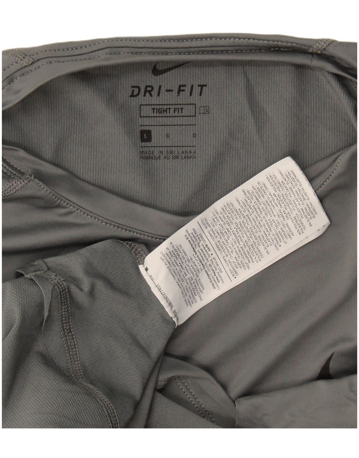 Nike Herren-Tight-Fit-Oberteil mit langen Ärmeln, großes graues Polyester