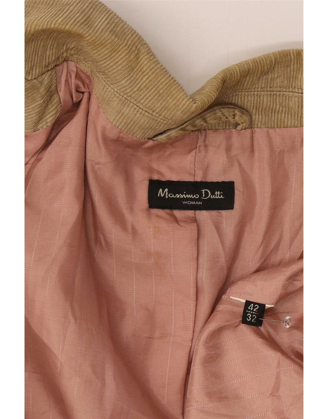 Massimo Dutti Damen-Blazerjacke aus Cord mit 3 Knöpfen, EU 42, Größe L, Braun