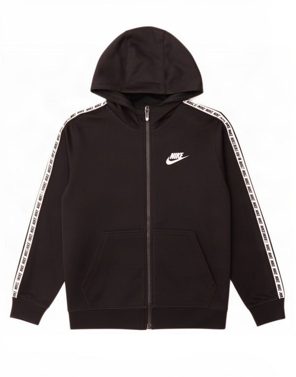 Nike Jungen-Kapuzenpullover mit grafischem Reißverschluss, 8–9 Jahre, Größe S, Schwarz, Farbblock