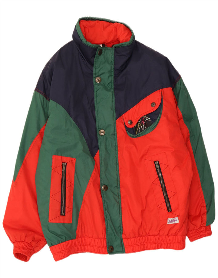 Hibernia Herren-Skijacke, UK 42, großes rotes Colourblock-Polyamid