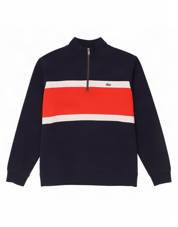 Lacoste Herren-Sweatshirt mit Reißverschluss am Hals, Größe 8 3XL, Marineblau, Farbblock