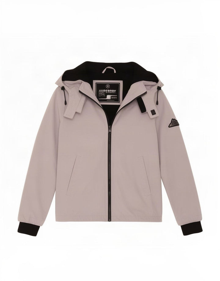 Superdry Damen-Regenjacke mit Kapuze, UK 12, Mittelgrau, Polyester
