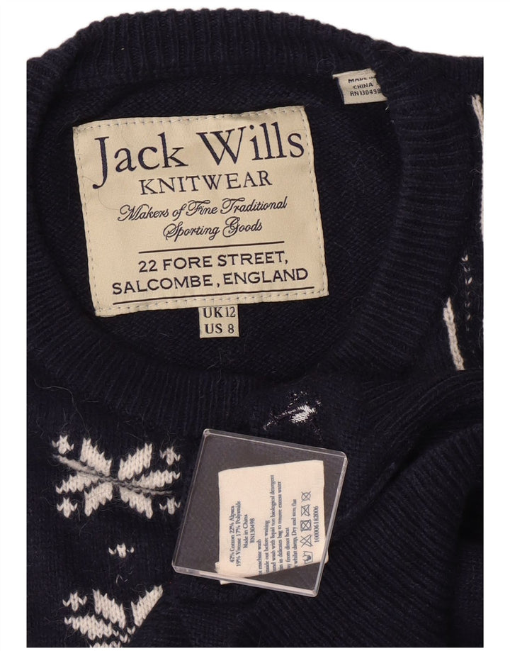 JACK WILLS Damen-Pullover mit Rundhalsausschnitt, Gr. 12, mittleres Marineblau