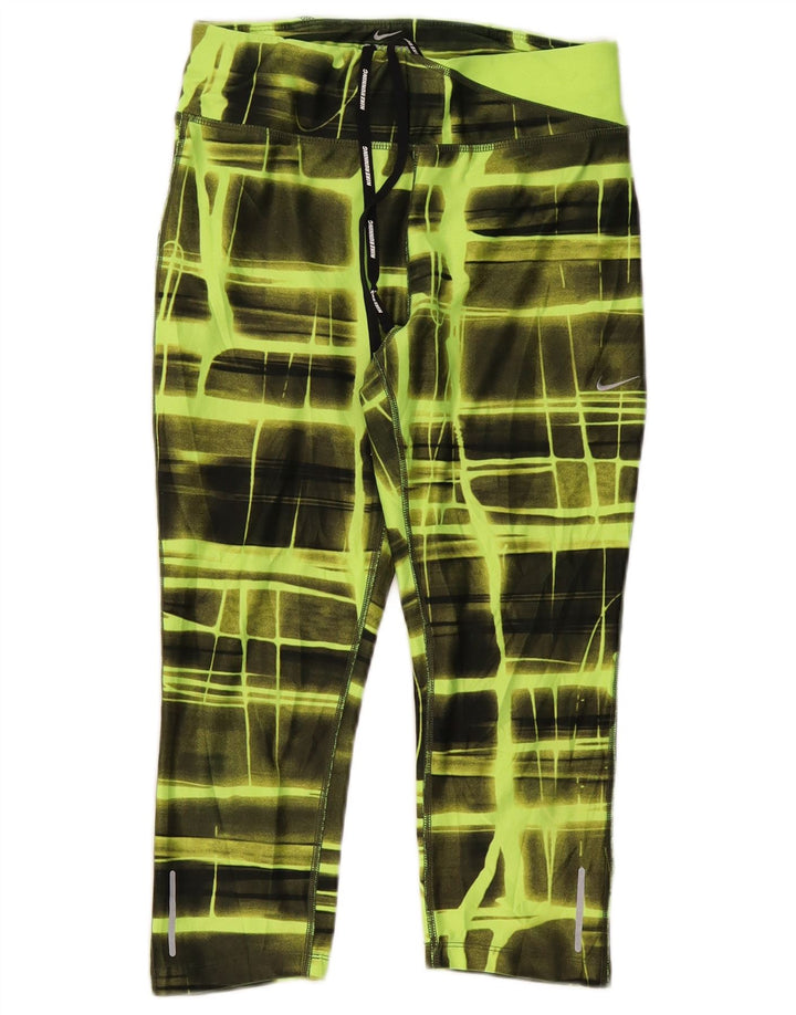 Nike Damen Dri Fit Trainingshose UK 8 Small Green Check Polyester