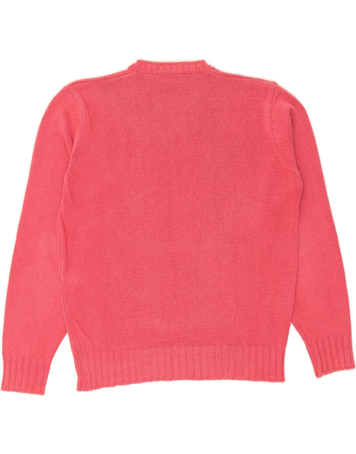 BROOKSFIELD Mens V-Neck Jumper Sweater IT 50 Medium Pink Cotton Vintage Brooksfield and Second-Hand Brooksfield from Messina Hembry 