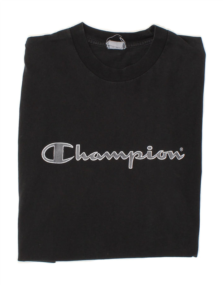 CHAMPION Mens Graphic T-Shirt Top Medium Black Vintage Champion and Second-Hand Champion from Messina Hembry 