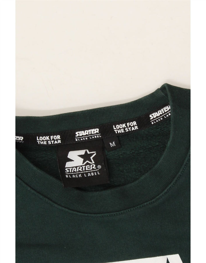 STARTER Womens Graphic Sweatshirt Jumper UK 14 Medium Green Cotton Vintage Starter and Second-Hand Starter from Messina Hembry 