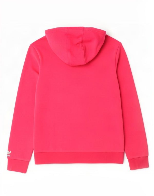 Adidas Girls Graphic Hoodie Jumper 13-14 Years Pink Cotton