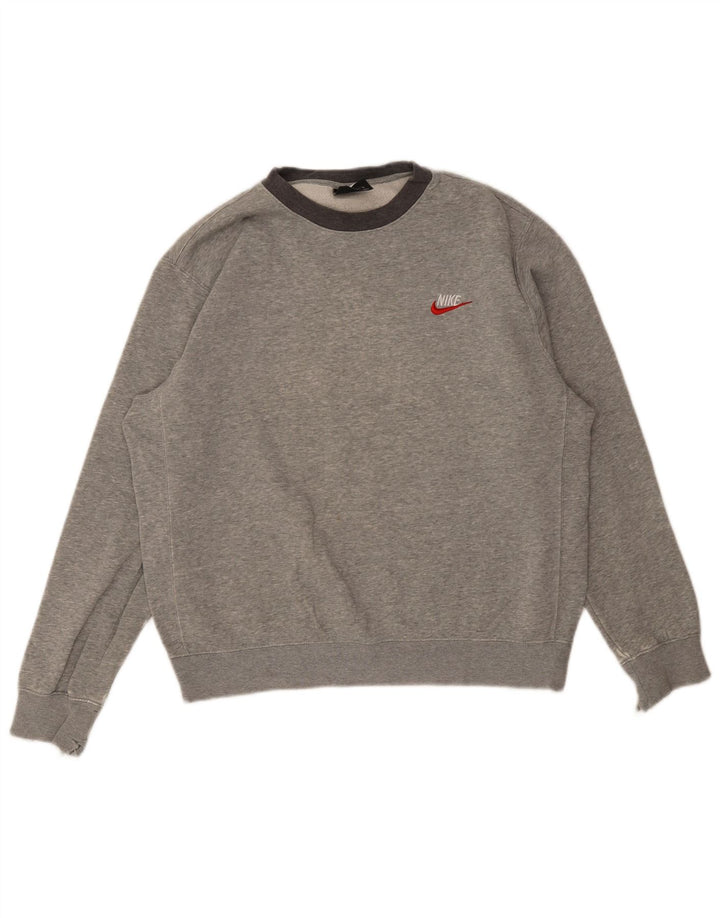 Nike Herren-Sweatshirt-Pullover aus mittelgrau gefleckter Baumwolle