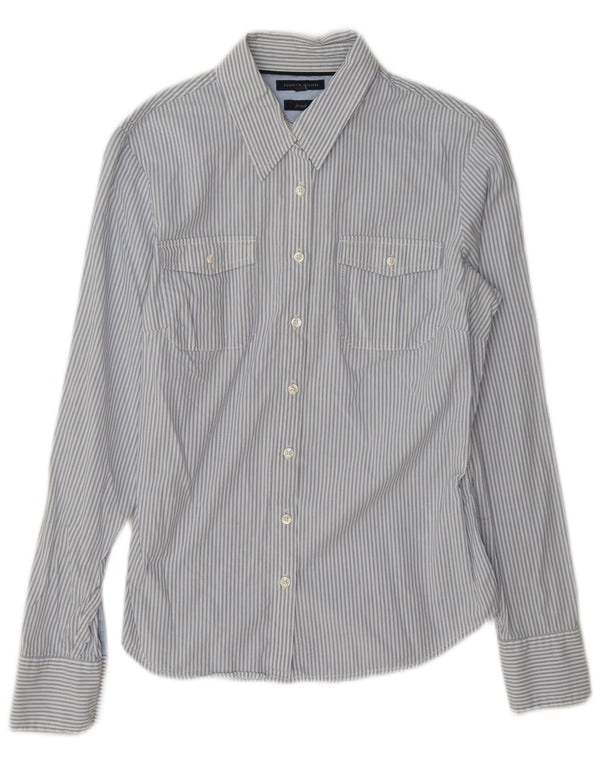 Tommy Hilfiger Damen Langarmshirt UK 8 Small Blau gestreift Baumwolle