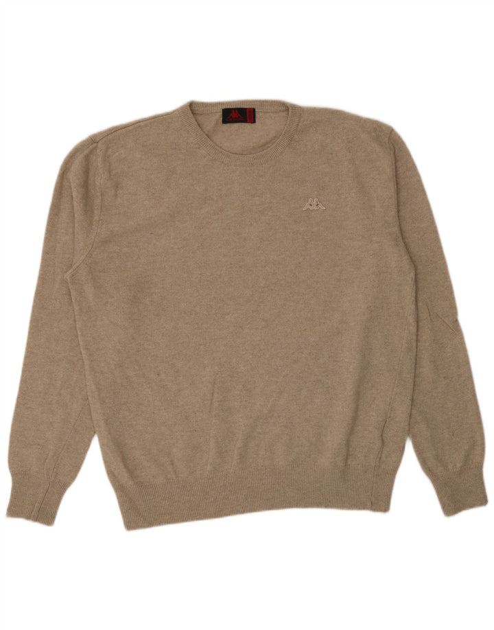 Kappa Herren-Pullover mit Rundhalsausschnitt, mittelbeige Lammwolle
