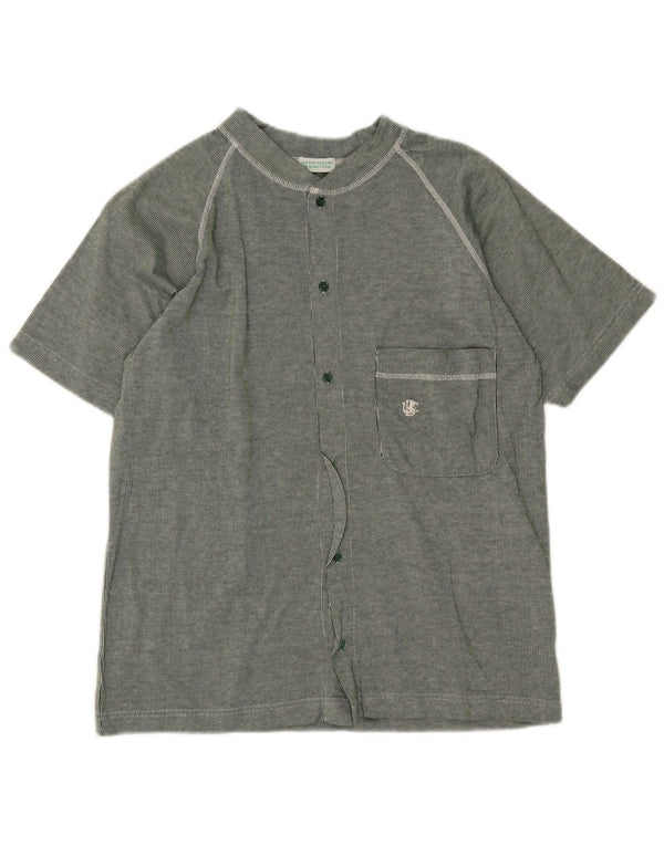Benetton Mens Jersey Top Small Green Pinstripe