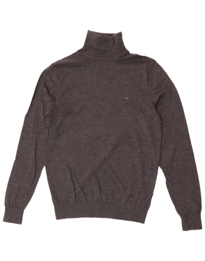 Tommy Hilfiger Rollkragenpullover für Herren, groß, aus grauer Wolle