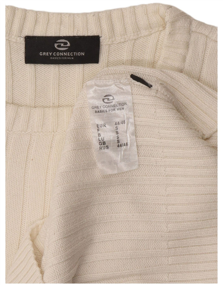 Vintage Herren Pullover mit Rundhalsausschnitt, kleine weiße Baumwolle