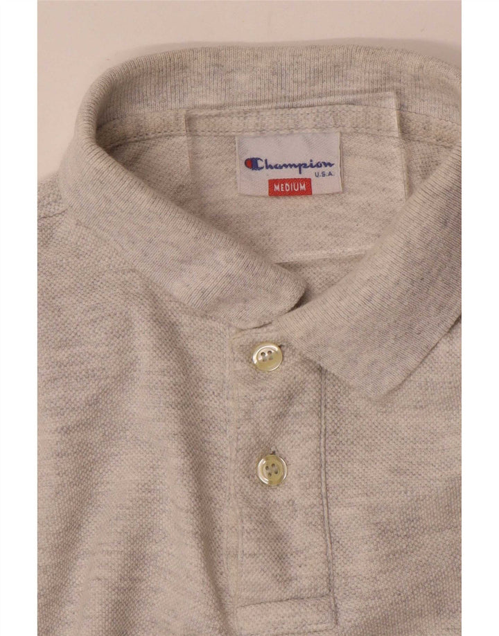 Champion Herren-Langarm-Poloshirt Mittelgrau meliert