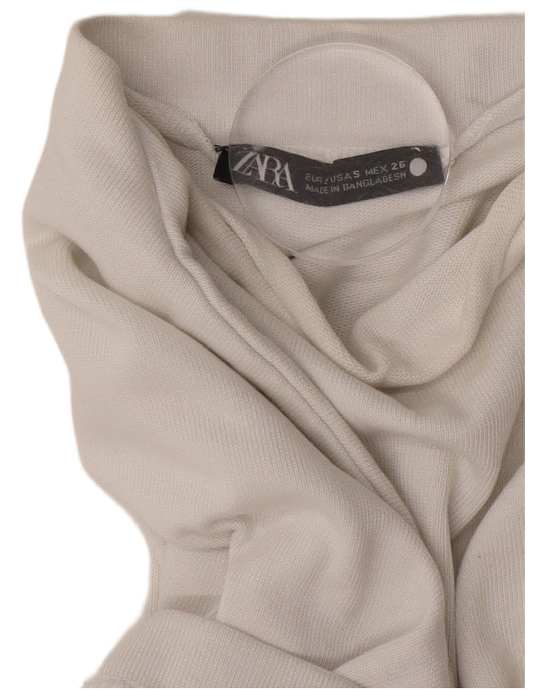 Übergroßes T-Shirt-Oberteil von Zara für Damen, UK 10, Größe S, weiße Baumwolle