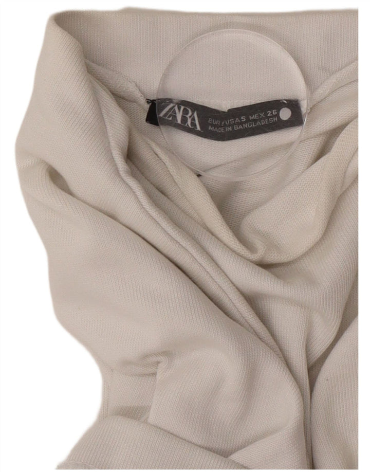 Übergroßes T-Shirt-Oberteil von Zara für Damen, UK 10, Größe S, weiße Baumwolle