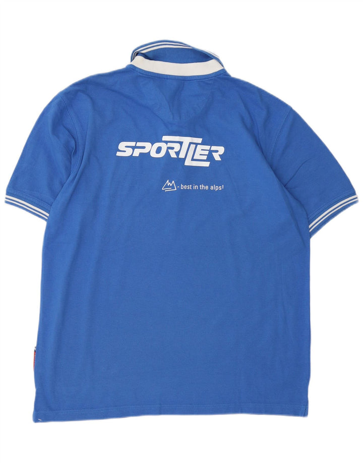 ASICS Herren Grafik-Poloshirt XL, blaue Baumwolle