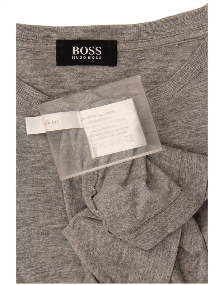 HUGO BOSS Mens T-Shirt Top Large Grey Cotton