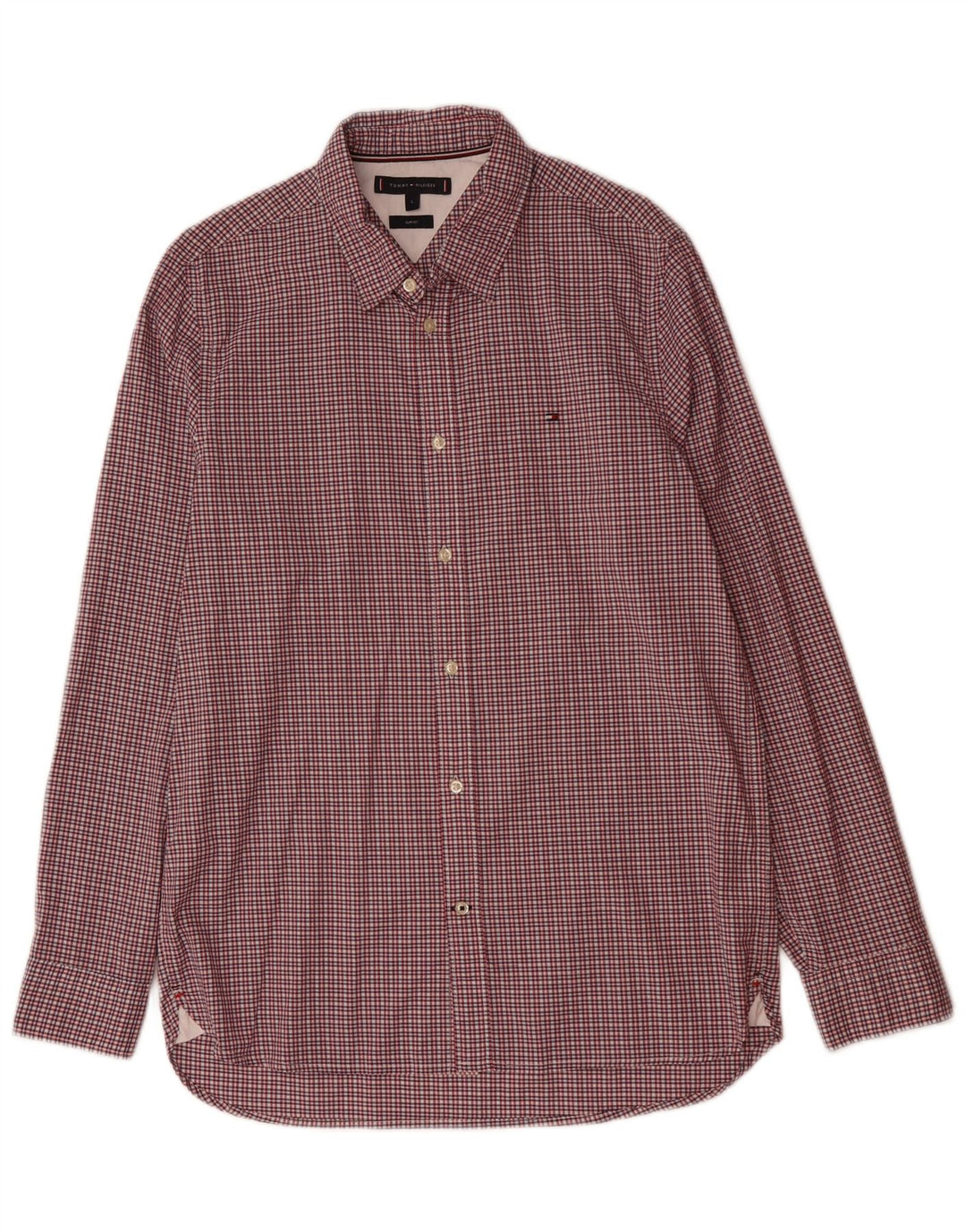 TOMMY HILFIGER Herren-Slim-Fit-Hemd, groß, rosa Gingham-Baumwolle