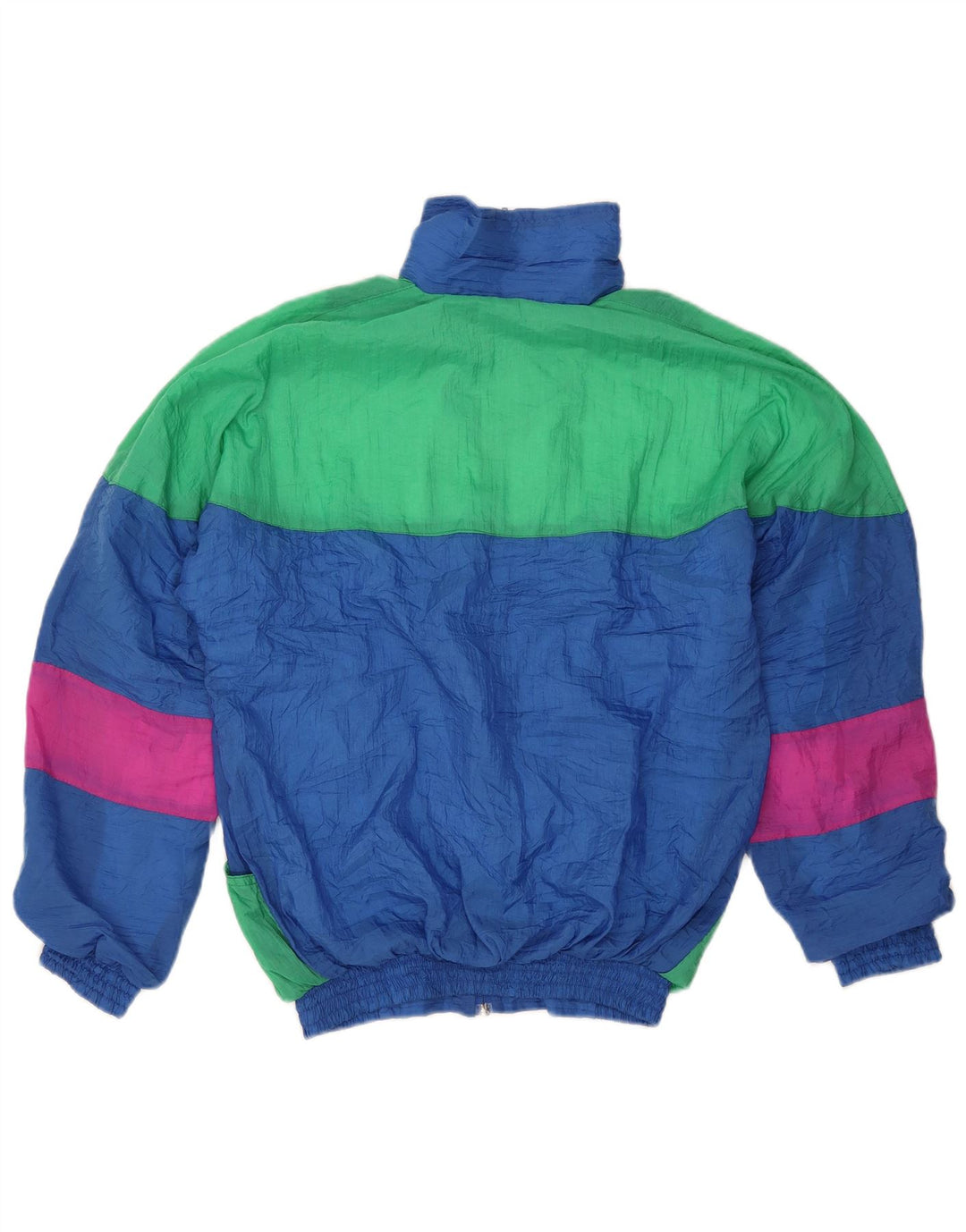 Vintage Herren-Trainingsanzug-Top-Jacke, klein, blau, Farbblock, Polyurethan, Retro