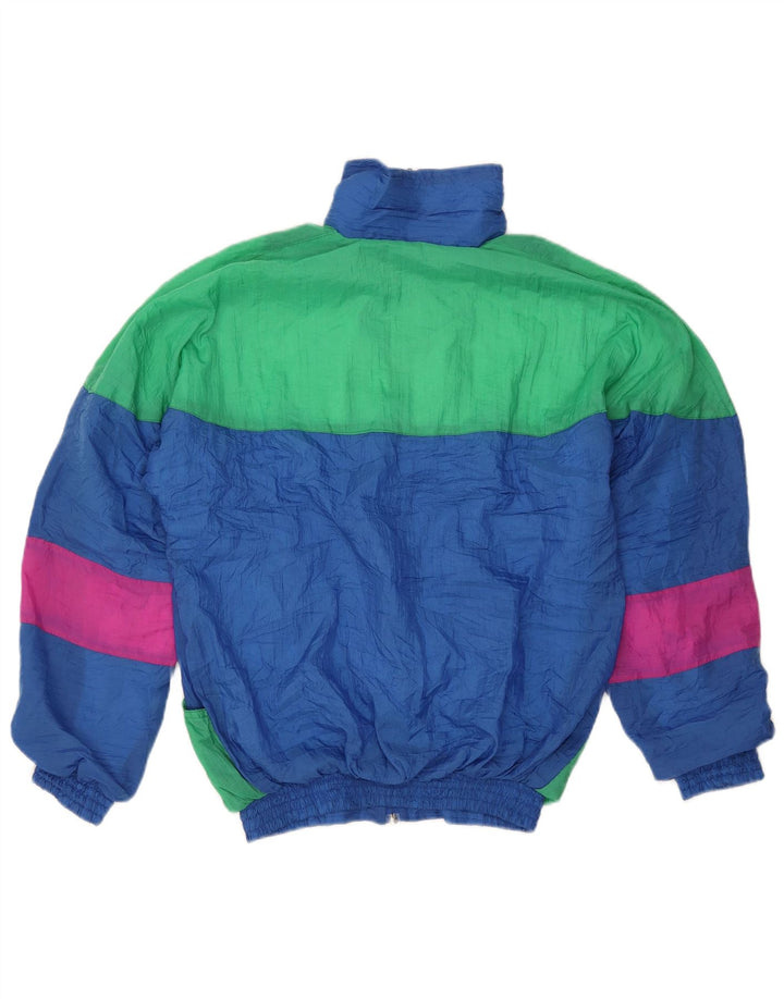 Vintage Herren-Trainingsanzug-Top-Jacke, klein, blau, Farbblock, Polyurethan, Retro