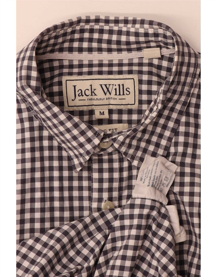 Jack Wills Herren-Hemd mit klassischer Passform, mittelblau, Gingham-Baumwolle