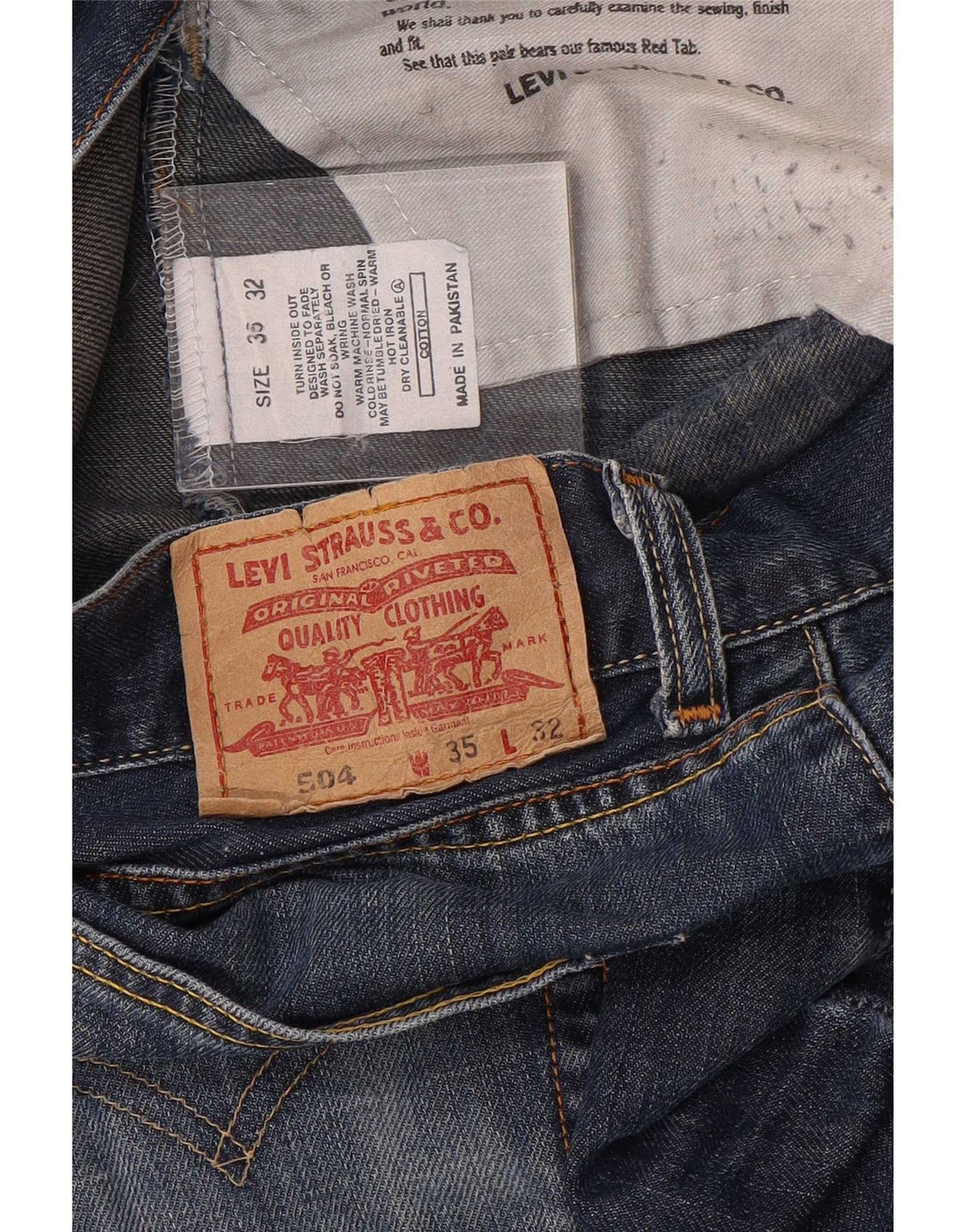 Levi's Herren 504 Regular Straight Jeans W35 L32 Blaue Baumwolle