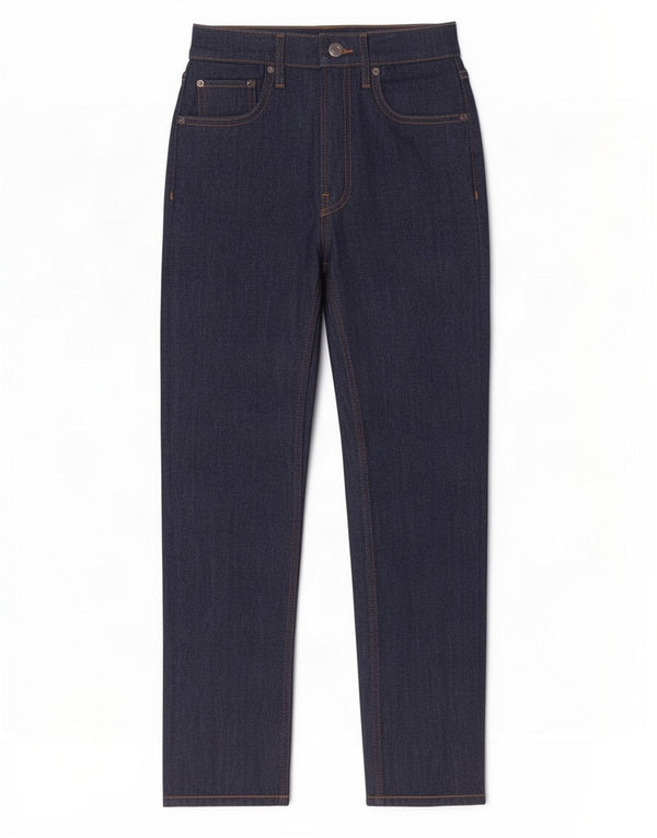 Zara Damen High Rise Straight Jeans EU 36 XS W26 L27 Marineblaue Baumwolle