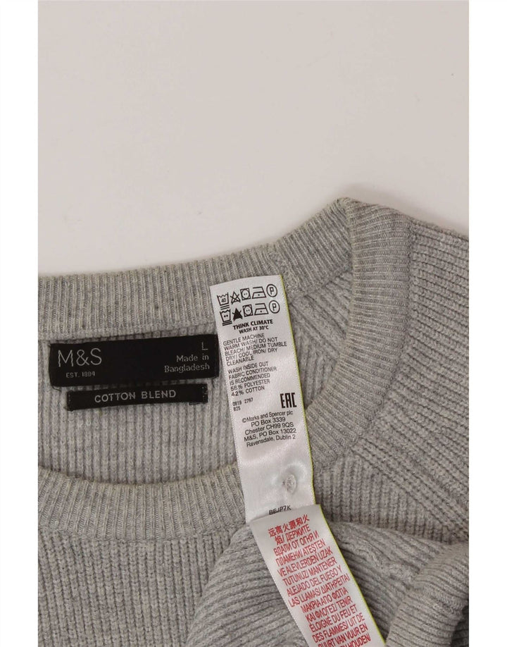 Marks & Spencer Herren-Pullover mit Rundhalsausschnitt, groß, grau, Polyester