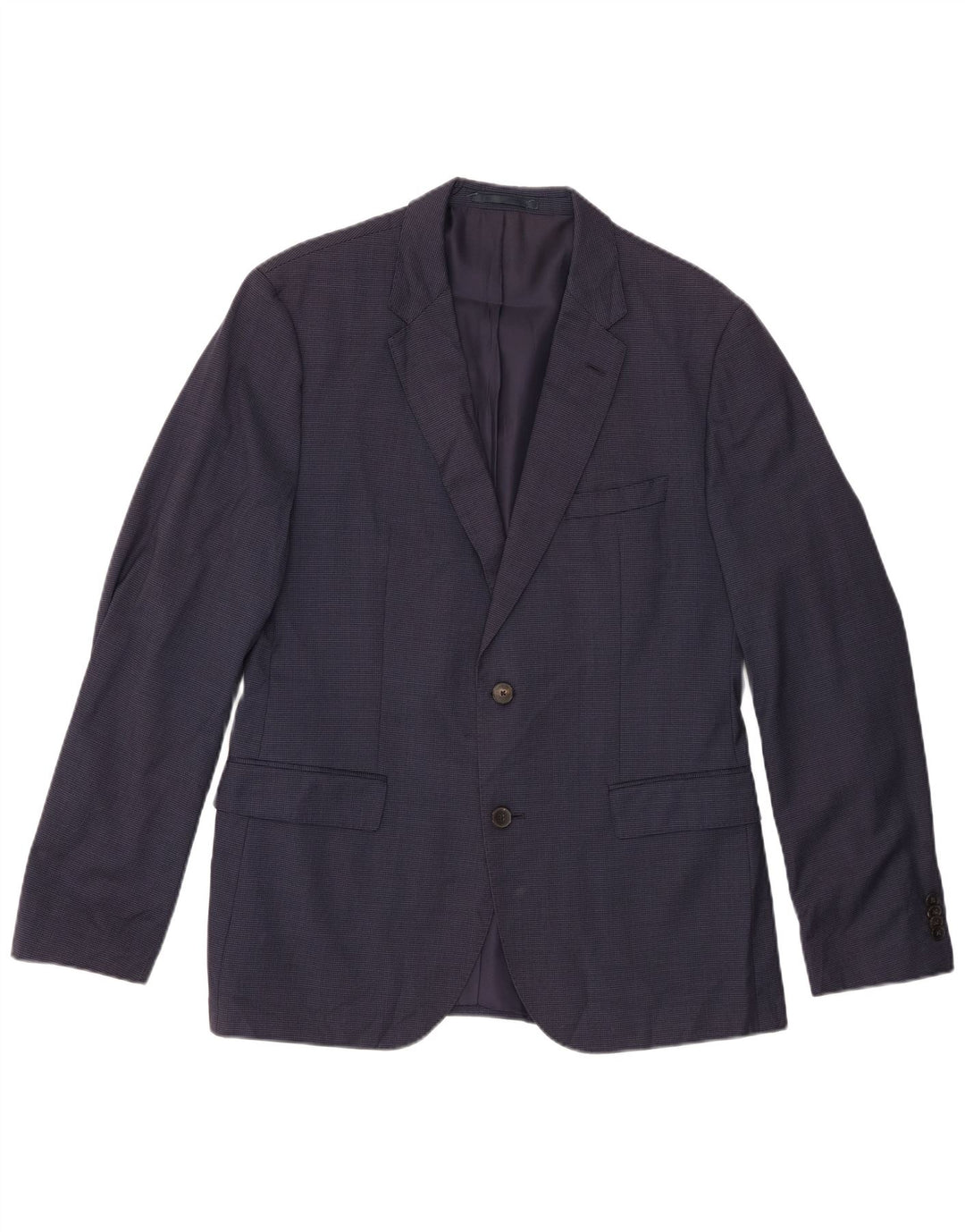 HUGO BOSS Herren 2-Knopf-Blazerjacke EU 52 XL Marineblau karierte Wolle