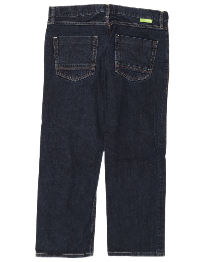 HUGO BOSS Herren verkürzte Jeans W33 L25 marineblaue Baumwolle